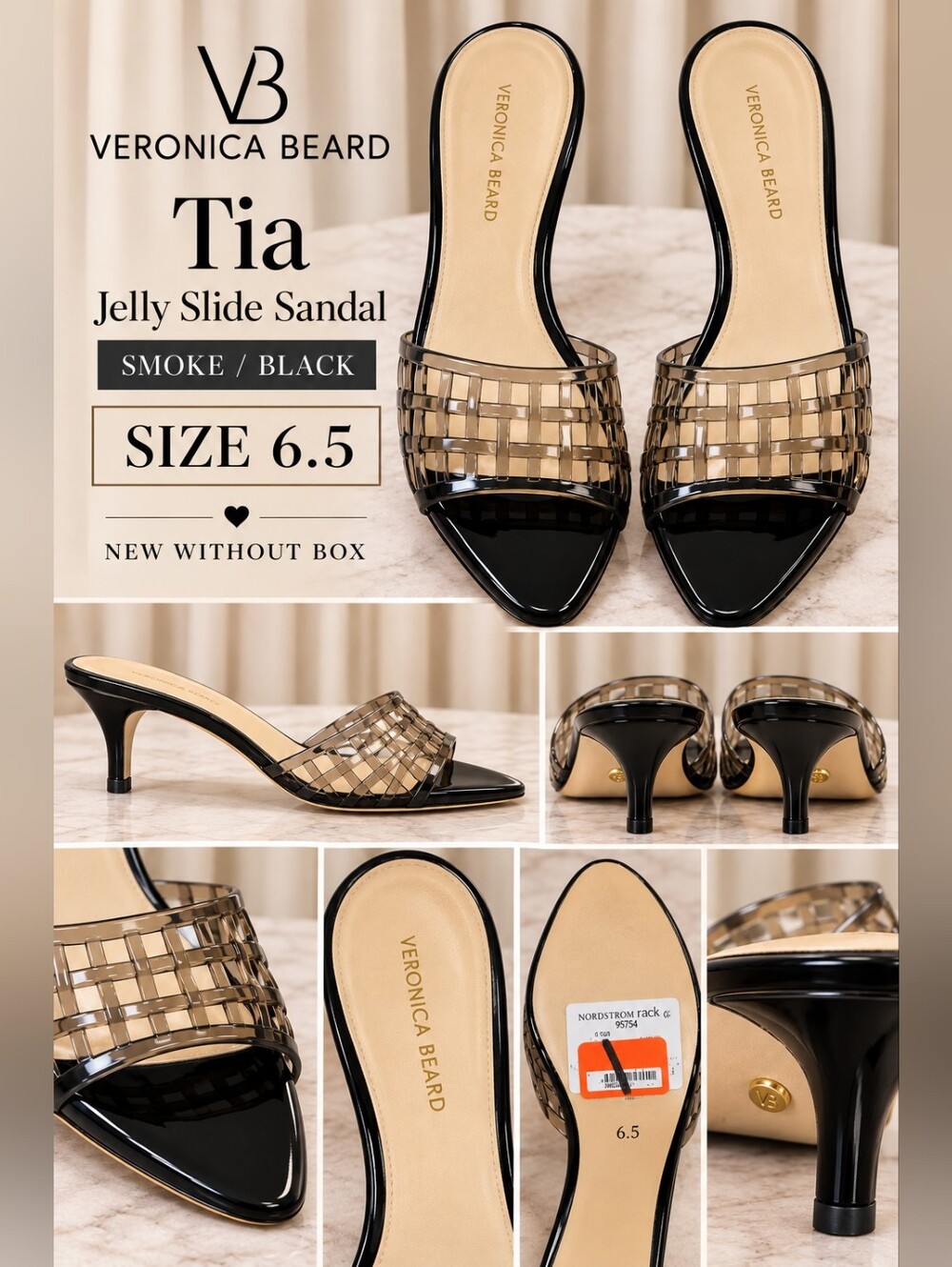 Veronica Beard Tia Jelly Slide Sandal in Smoke and Black